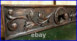 Rosette scroll leaves wood carving pediment Antique french architectural salvage