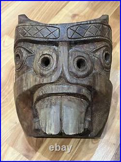 Ross Hunt b. 1948 est. 1960s Signed Kwatiul Bear Mask Alaska Kwakiutl