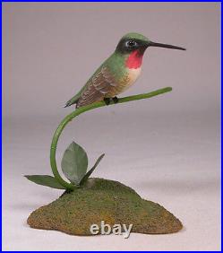 Ruby-throated Hummingbird Original Wood Carving/Birdhug