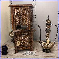 Rupicola Set of 2 Small Square Side End Tables Moroccan Style Carving Storage