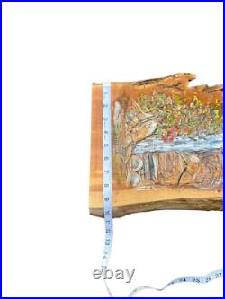 Rustic Hand-Carved Wooden Cedar Sculpture Of Toccoa Falls