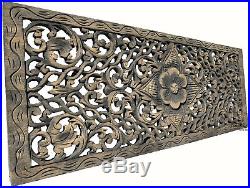 Rustic Home Decor Floral Wood Carved Wall Panels. Asian Wood Wall Decor Plaque