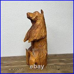 Rustic Wood Carving Standing Bear Sculpture 20 Home Decor