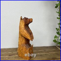 Rustic Wood Carving Standing Bear Sculpture 20 Home Decor