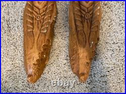 Rustic Wood Spirit Hand Carved Native American Face Cottonwood Bark Sculptures