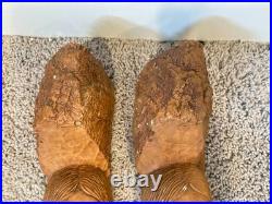 Rustic Wood Spirit Hand Carved Native American Face Cottonwood Bark Sculptures