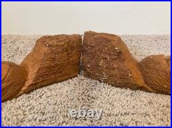 Rustic Wood Spirit Hand Carved Native American Face Cottonwood Bark Sculptures