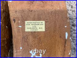 Rustic Wood Spirit Hand Carved Native American Face Cottonwood Bark Sculptures