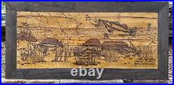 Rustic fishing. Large wooden carved artwork. Carved and pyrography done by hand