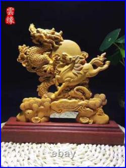 Ryoma Spirit Wood Carving Sculpture Feng Sui Interior Dragon Horse Dragon Ryoma Spirit Wood Carving Sculpture Feng Sui Interior Dragon Horse Dragon