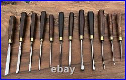 S J Addis Vintage Wood Carving Chisels And Gouges Set Of 12 Great Condition