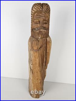 SCULPTURE VTG Original Signed Eric Tollardo Wood Carving Age 8 18x5 Art