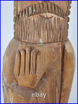 SCULPTURE VTG Original Signed Eric Tollardo Wood Carving Age 8 18x5 Art