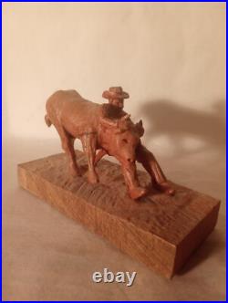 SCULPTURE Vintage Original Wood Carved Japanese Artist Yoshi Yoshido 6.5x4