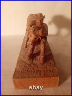 SCULPTURE Vintage Original Wood Carved Japanese Artist Yoshi Yoshido 6.5x4