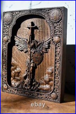 Saint Michael Wall Wood Modern Christian Art Housewarning Gift Home Decor