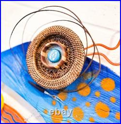 Sand Dollar Surf Fish, Driftwood Wall Art, Blue, White, Wood, Recycled Art