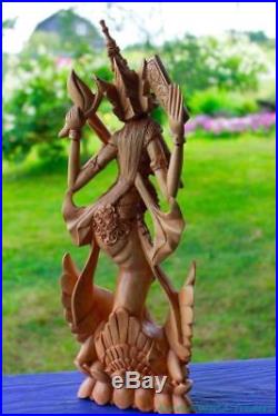 Saraswati Goddess Statue Art Knowledge Balinese Carved Wood Sculpture Art 19
