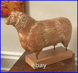Sarreid LTD Italy Carved Wood Brass Ram Sheep Animal Sculpture Folk Art Vtg Mcm Sarreid LTD Italy Carved Wood Brass Ram Sheep Animal Sculpture Folk Art Vtg Mcm