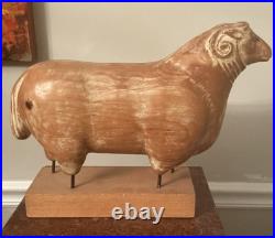 Sarreid LTD Italy Carved Wood Brass Ram Sheep Animal Sculpture Folk Art Vtg Mcm Sarreid LTD Italy Carved Wood Brass Ram Sheep Animal Sculpture Folk Art Vtg Mcm