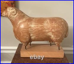 Sarreid LTD Italy Carved Wood Brass Ram Sheep Animal Sculpture Folk Art Vtg Mcm Sarreid LTD Italy Carved Wood Brass Ram Sheep Animal Sculpture Folk Art Vtg Mcm