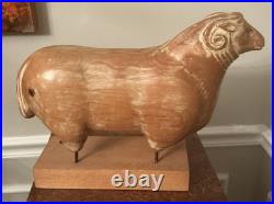 Sarreid LTD Italy Carved Wood Brass Ram Sheep Animal Sculpture Folk Art Vtg Mcm Sarreid LTD Italy Carved Wood Brass Ram Sheep Animal Sculpture Folk Art Vtg Mcm
