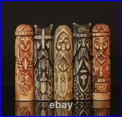 Scandinavian Gods Wooden Figurine Set 5 Hand Carved Decor, Odin, Freyja & Others