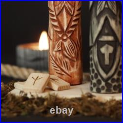 Scandinavian Gods Wooden Figurine Set 5 Hand Carved Decor, Odin, Freyja & Others