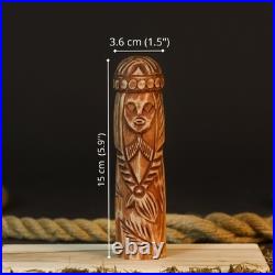 Scandinavian Gods Wooden Figurine Set 5 Hand Carved Decor, Odin, Freyja & Others