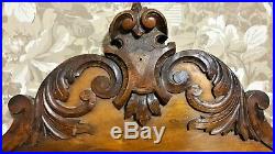 Scroll leaf crowned wood carving pediment Antique french architectural salvage