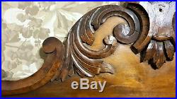 Scroll leaf crowned wood carving pediment Antique french architectural salvage