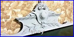 Scroll leaf grey painted carving pediment Antique french architectural salvage