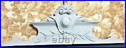 Scroll leaf grey painted carving pediment Antique french architectural salvage
