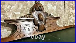 Scroll leaves crowned wood carving pediment Antique french architectural salvage