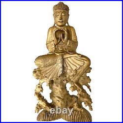 Seated Buddha Statue Manidhara Mudra Sculpture Hand Carved wood Carving Bali Art