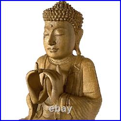 Seated Buddha Statue Manidhara Mudra Sculpture Hand Carved wood Carving Bali Art