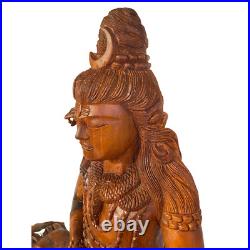 Seated Lord Shiva Cobra Statue Balinese wood Carving sculpture Hindu art OOAK