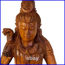 Seated Lord Shiva Cobra Statue Balinese wood Carving sculpture Hindu art OOAK