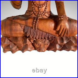 Seated Lord Shiva Cobra Statue Balinese wood Carving sculpture Hindu art OOAK