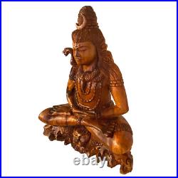 Seated Lord Shiva Cobra Statue Balinese wood Carving sculpture Hindu art OOAK