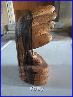 Seated Lord Shiva Cobra Statue wood Carving sculpture Hindu art 11 inch