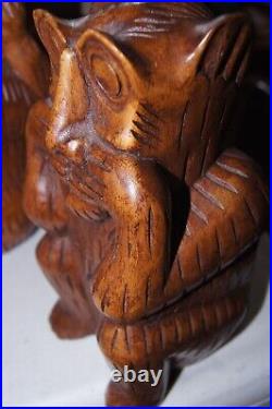 See Hear No Evil Monkey Wood Carved Carving Tommy Bahama Folk Art 8 Statues MCM