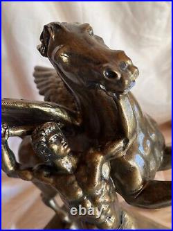 Sergey Eylanbekov Bronze Color Wood Pegasus With Man Carving Statue