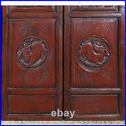Set of 6 Carved Red Antique Chinese Asian Architectural Doors 19 x 85 each