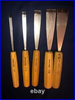 Set of Pfeil Swiss Made Wood Carving Tools. 1/8, 1/12, 1.20, 1.30, 1/35