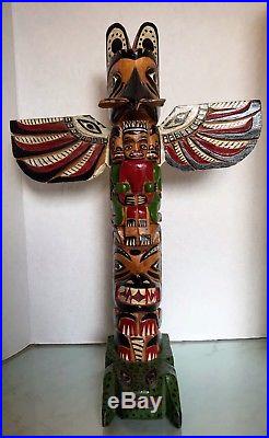 Shandley Williams Pacific Northwest Coast Wood Totem Pole Carving Sculpture