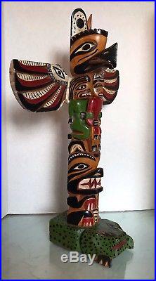 Shandley Williams Pacific Northwest Coast Wood Totem Pole Carving Sculpture