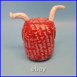 Shane Cambell Wood Carved Devil Signed Folk Art Republican Liberal Rant 2008