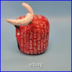 Shane Cambell Wood Carved Devil Signed Folk Art Republican Liberal Rant 2008
