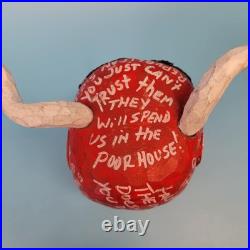Shane Cambell Wood Carved Devil Signed Folk Art Republican Liberal Rant 2008